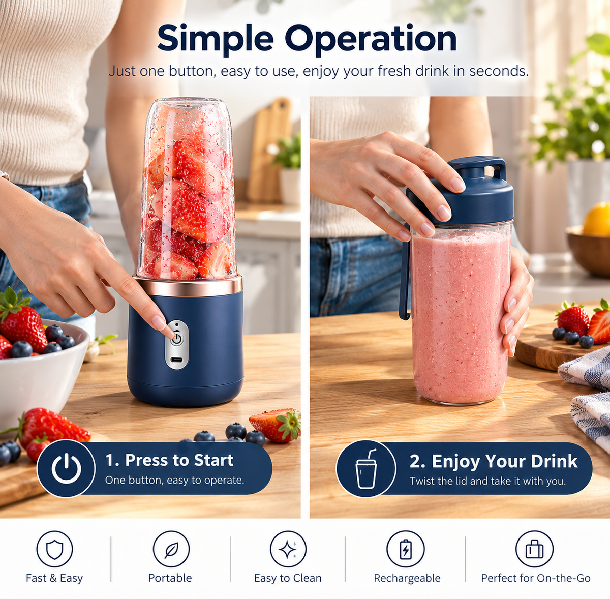 Blendly – Portable Rechargeable Mini Blender 400 ml
